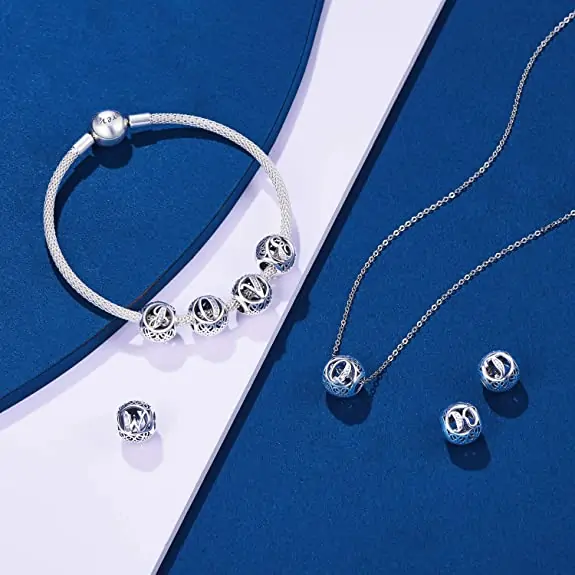 Bogstav vedhæng / charm til armbånd & halskæde, 925 Sterling Sølv - Image 2