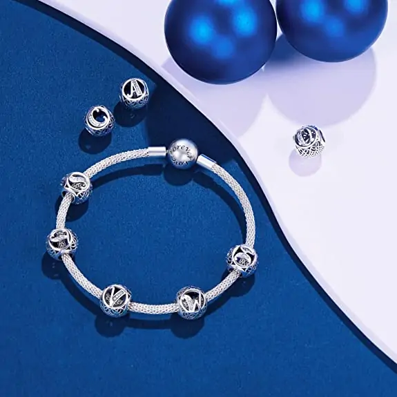 Bogstav vedhæng / charm til armbånd & halskæde, 925 Sterling Sølv - Image 3