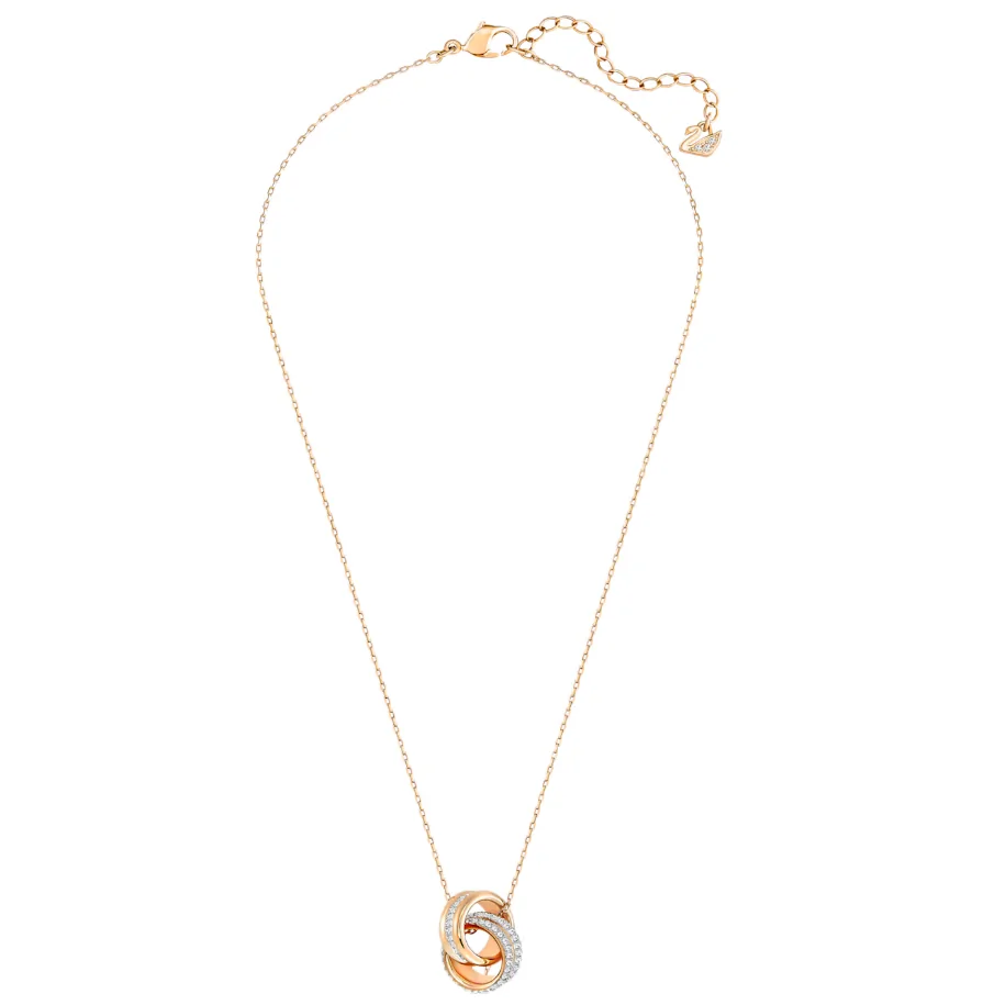 Skinnende hvid/roséguld halskæde med funklende krystaller, Swarovski Further - Image 2