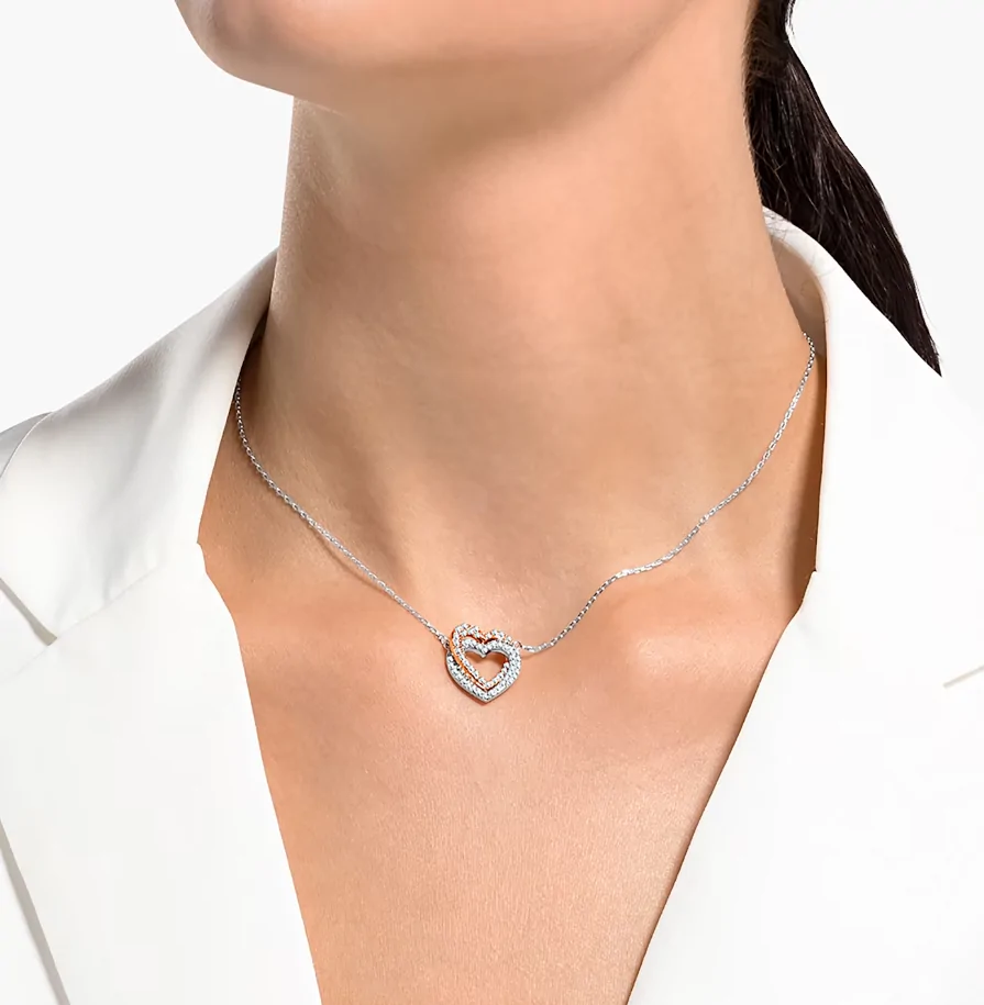 Infinity Double Heart halskæde med funklende krystaller, Swarovski Swa Infinity - Image 2