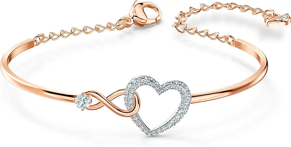 Roséguld armbånd med hjerte & uendelighed,  Luksuriøs gaveidé, Swarovski Collection Swa Infinity - Image 2