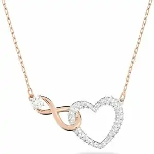 Roséguld halskæde med hjerte & uendelighed,  Luksuriøs gaveidé, Swarovski Collection Swa Infinity