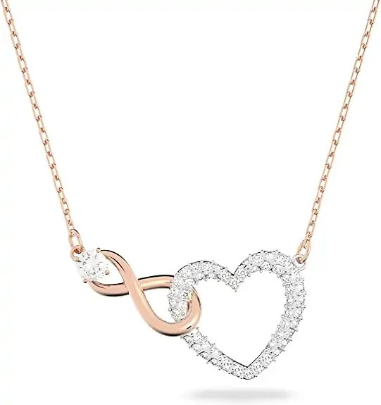 Roséguld halskæde med hjerte & uendelighed,  Luksuriøs gaveidé, Swarovski Collection Swa Infinity
