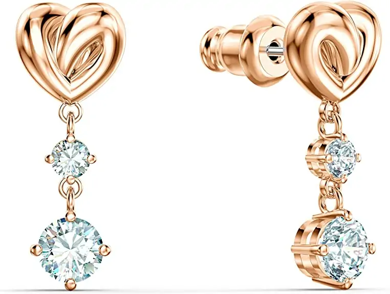 Roséguld øreringe med krystaller, Luksuriøs gaveidé, Swarovski Kollektion Lifelong Bow - Image 3
