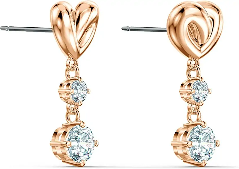 Roséguld øreringe med krystaller, Luksuriøs gaveidé, Swarovski Kollektion Lifelong Bow - Image 2