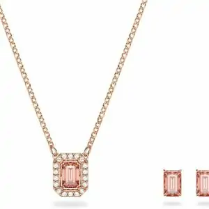 Roseforgyldt halskæde og øreringe med Swarovski krystaller, Swarovski Millenia