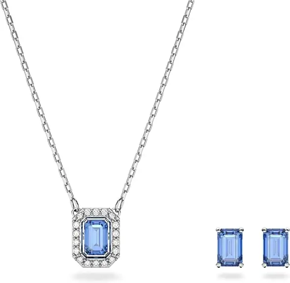 Halskæde & øreringe med blå Swarovski krystaller, Swarovski Millenia
