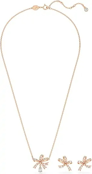 Roséguld smykkesæt med halskæde & øreringe, Swarovski Volta - Image 2