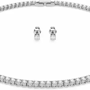Smykkesæt med halskæde & øreringe, Swarovski Tennis Dlx