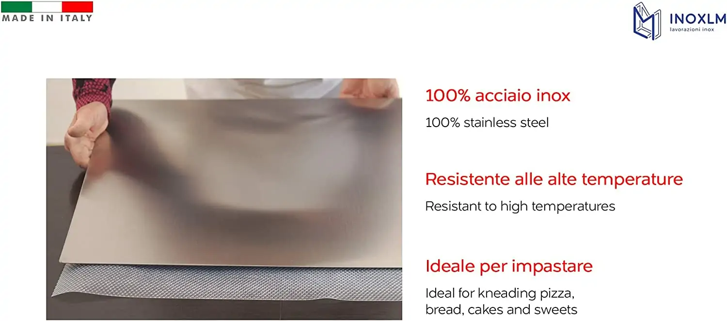 Bordplade i rustfrit stål til Æltning af dej eller som Skærebræt, Til køkken Bar Restaurant 40x44 Model - Image 2