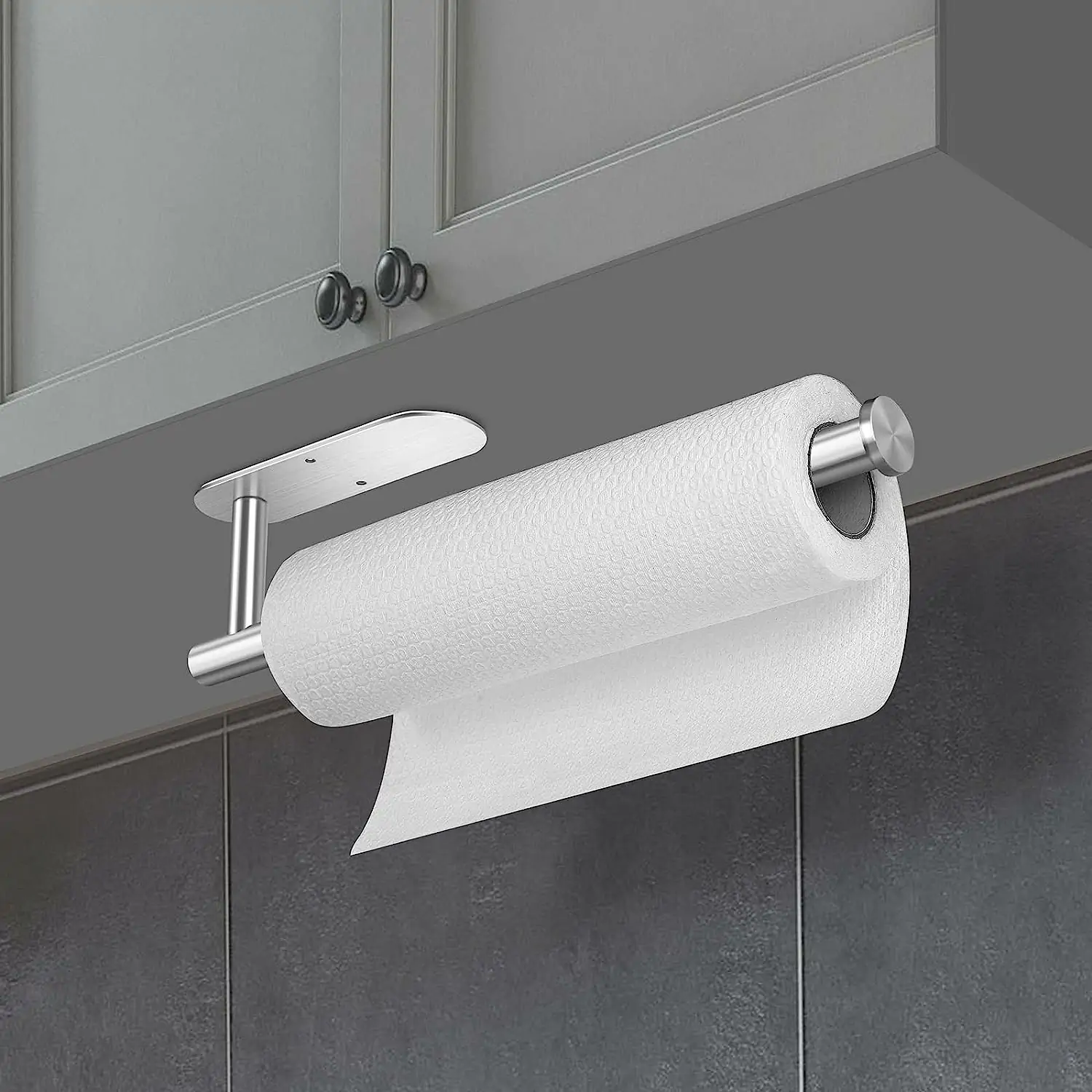 Køkkenrulleholder til væg, 33,4 cm, Rustfrit stål, Ingen boring, til køkken & badeværelse - Image 2