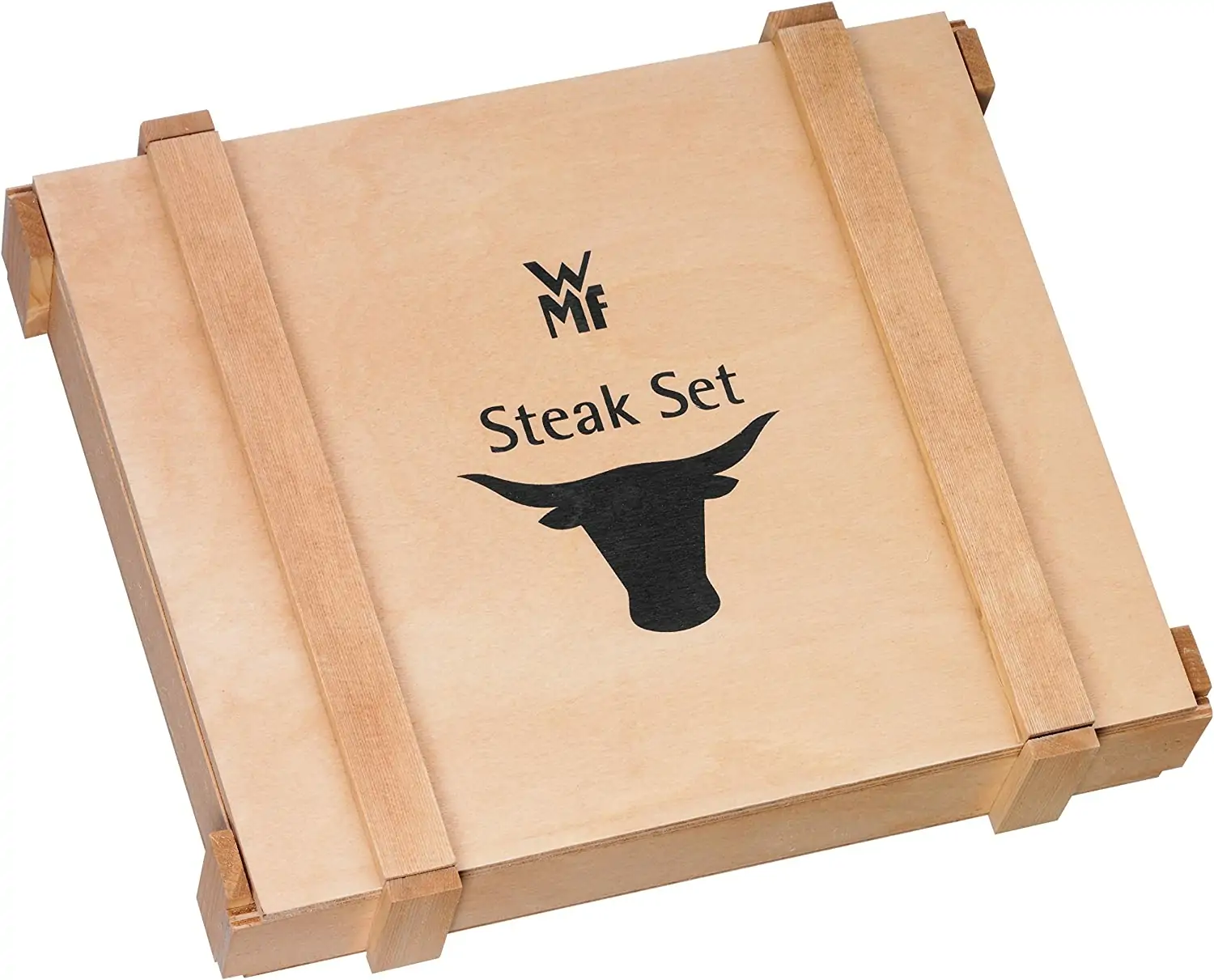 WMF bøfbestik 12 dele, bøfbestiksæt til 6 personer, bøfkniv, bøfgaffel, poleret Cromargan rustfrit stål, grillbestik i trækasse - Image 2