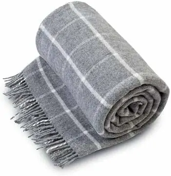 Luksuriøst Merinouldstæppe i 100% Naturlig Merino Lammeuld - 155 x 200 cm, Grå