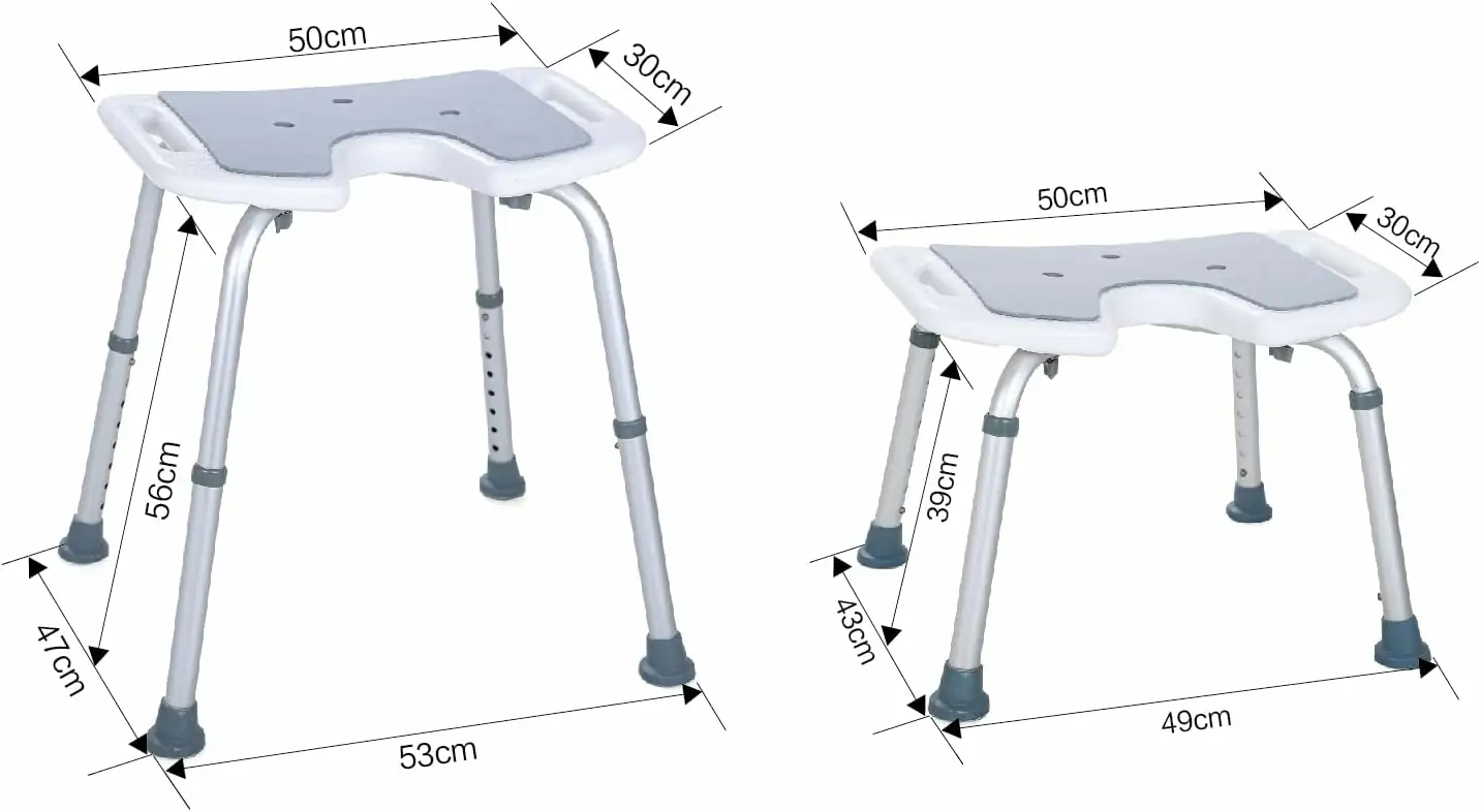 Komfort brusesæde - Højdejusterbar - Skridsikret - Stabil - Komfortabel - Badeværelse skammel - Brusesæde (hygiejnekomfort) - Image 2