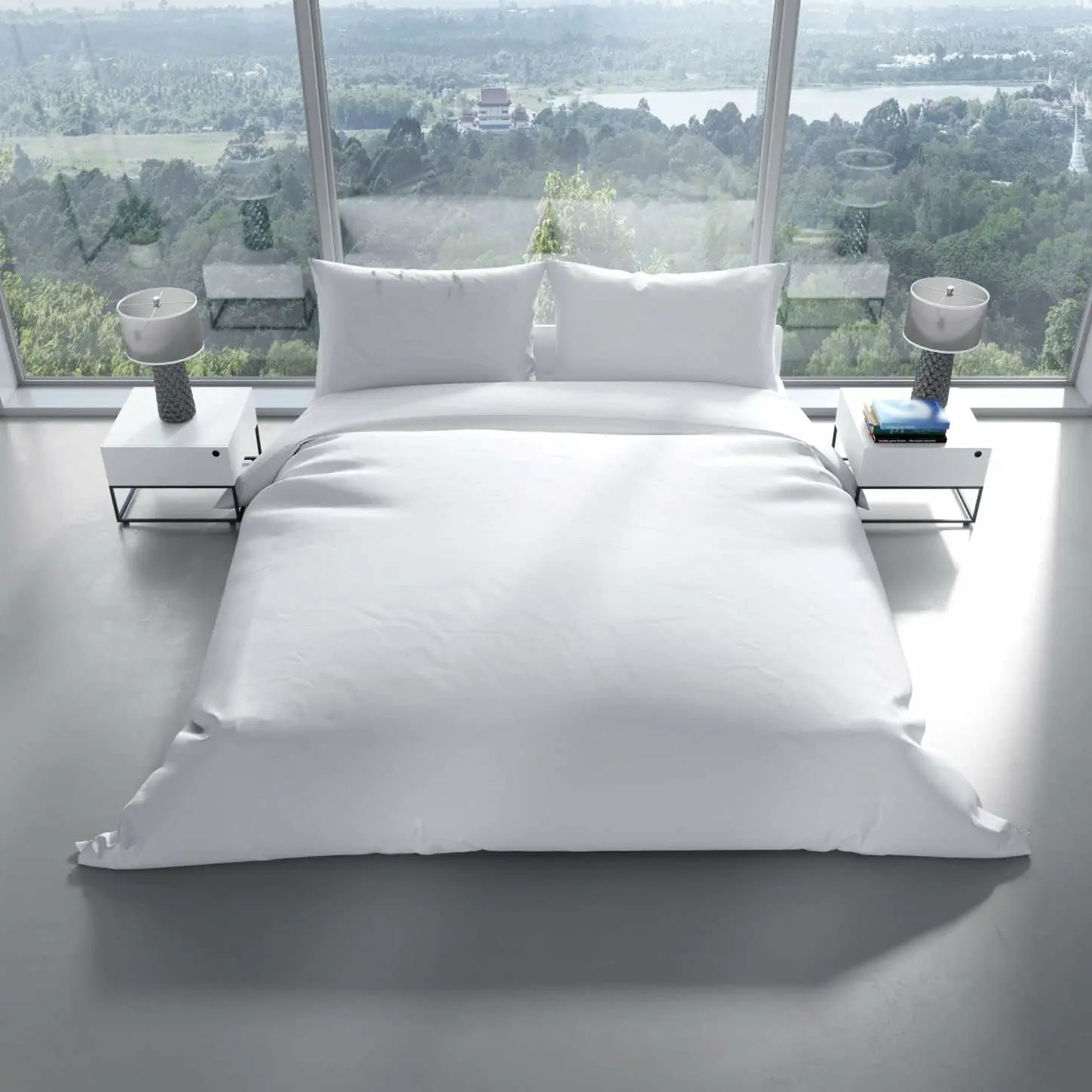 Sengetøj 200x220 cm, Premium kvalitet, 100% certificeret økologisk bomuld, hvid - Image 2