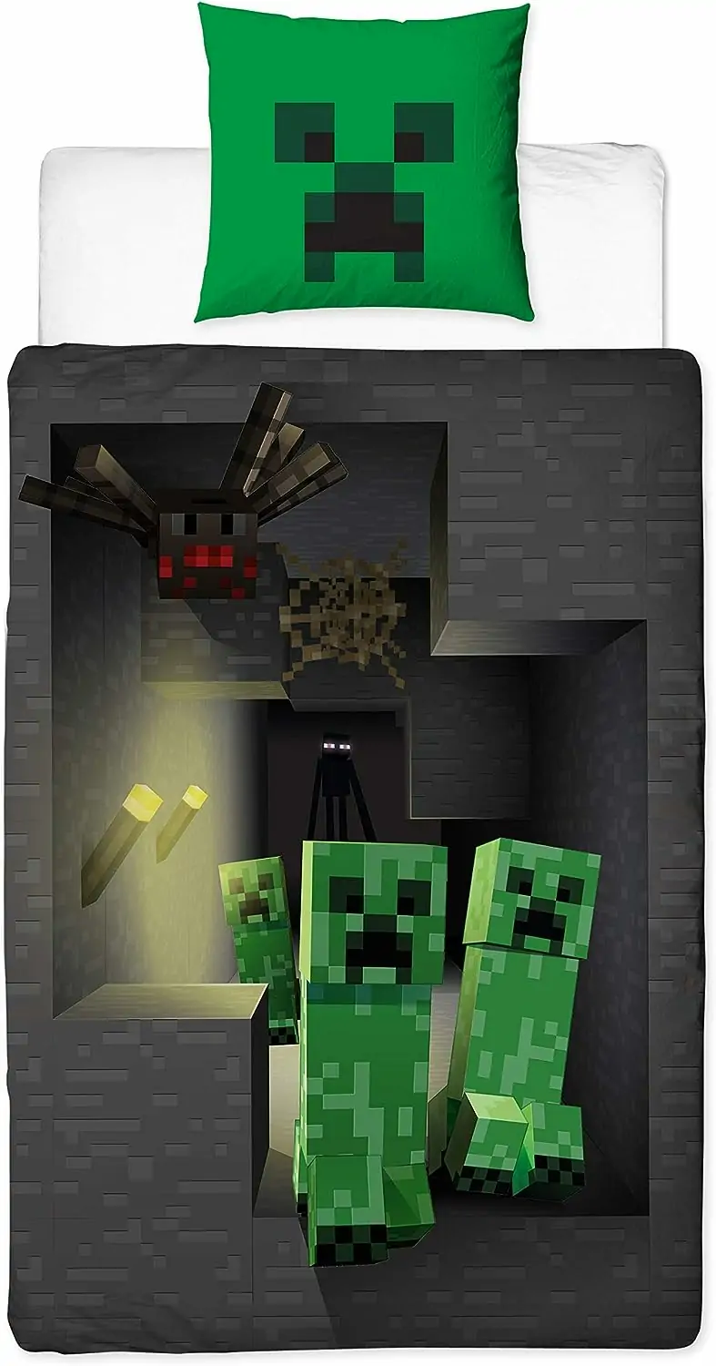 Minecraft sengetøj 135x200 cm + 80x80 cm pudebetræk · 100% Bomuld · Børnesengetøj - Image 3