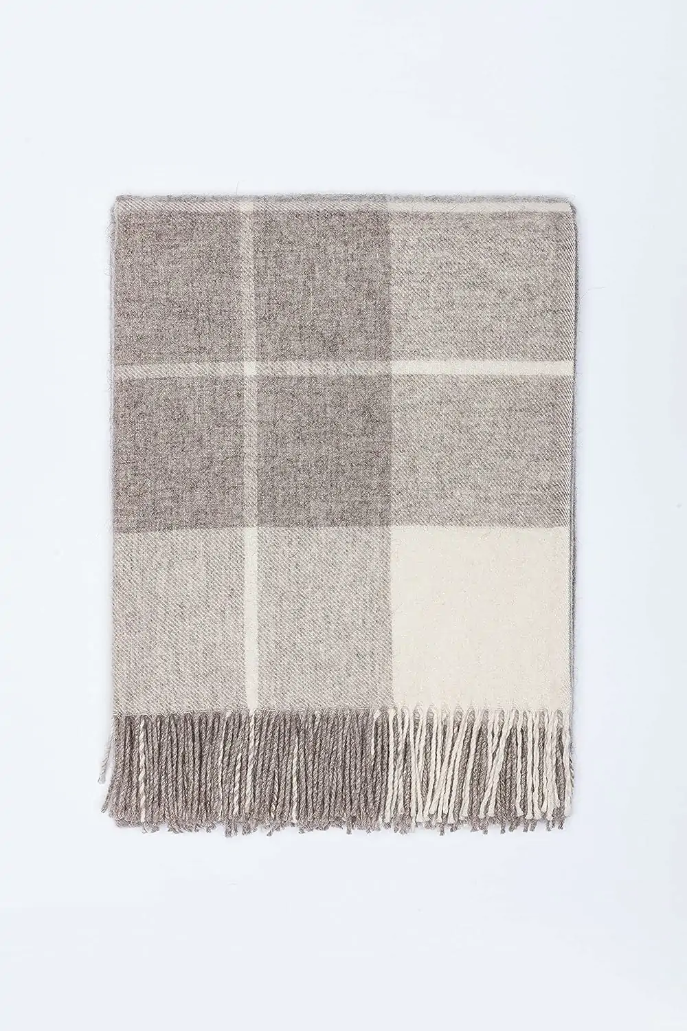 Uldtæppe lavet af 100% ren merinould, 140x200 cm, Hvid/beige, perfekt som hyggetæppe, sengetæppe - Image 3