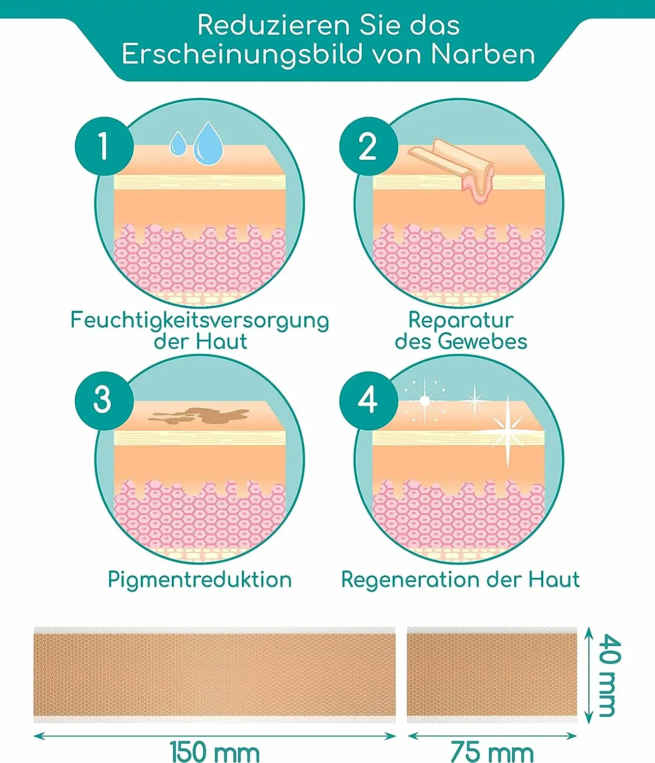Medi-Grade silikoneplaster til fjernelse af ar [pakke med 10] - Genanvendelig hudpleje silikonefilm - store og små størrelser - med opbevaringsark - Hurtig og effektiv arplaster - Image 2