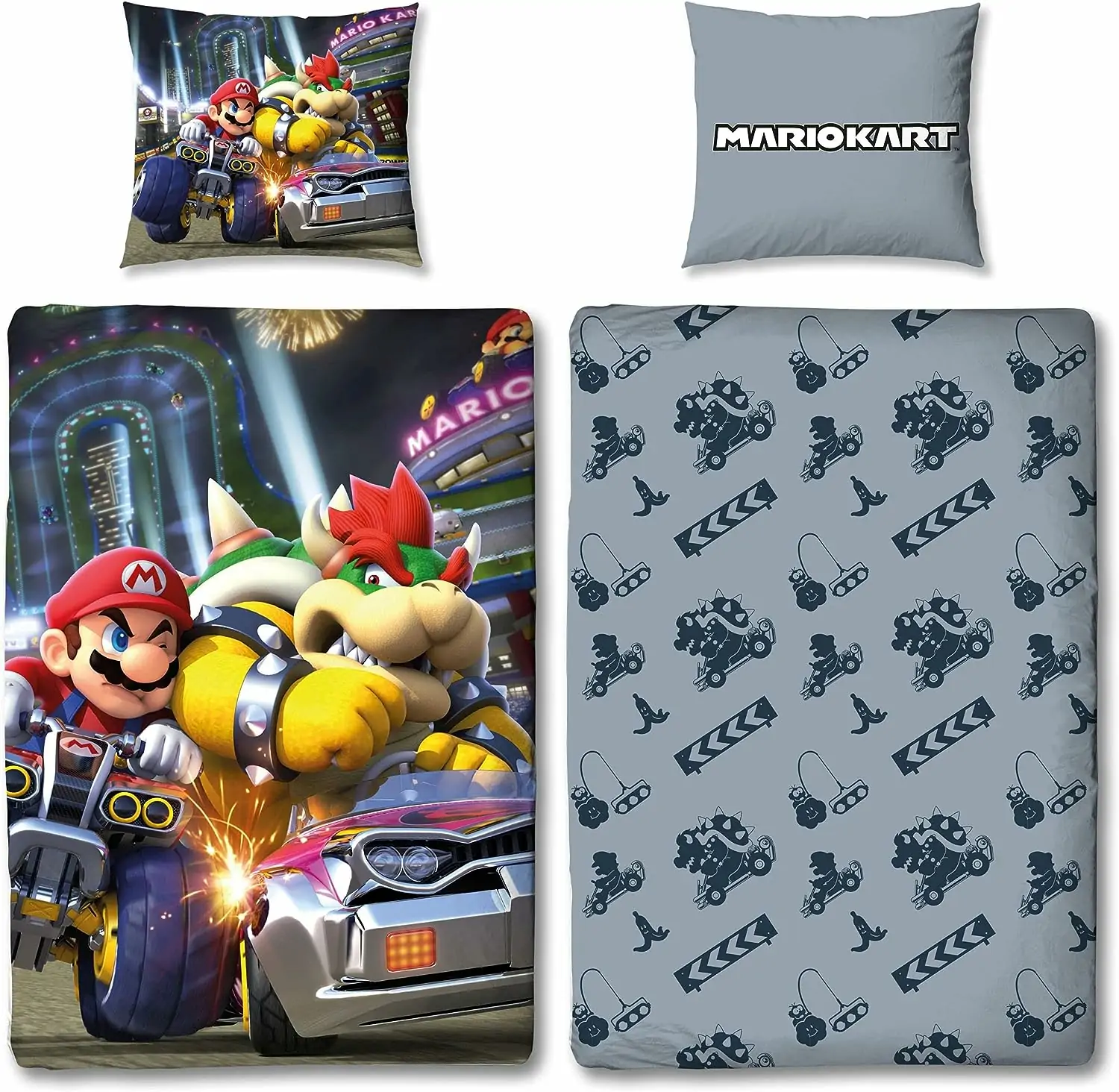Super Mario Kart Sengetøj 135x200 cm + 80x80 cm pudebetræk · 100% Bomuld · Børnesengetøj - Image 2