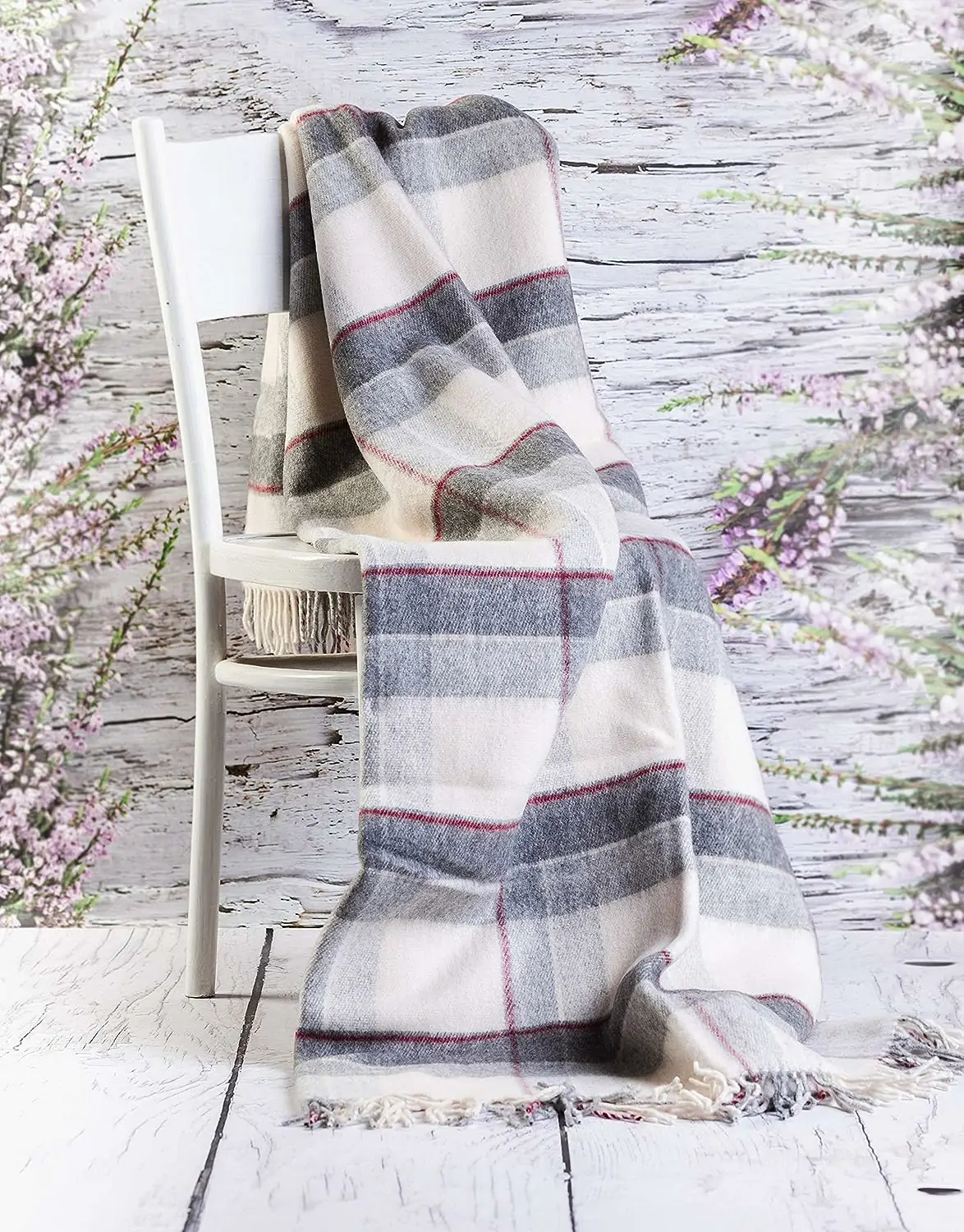 Luksuriøst Merinouldstæppe i 100% Naturlig Gråternet Merino Lammeuld - 155 x 200 cm - Image 2