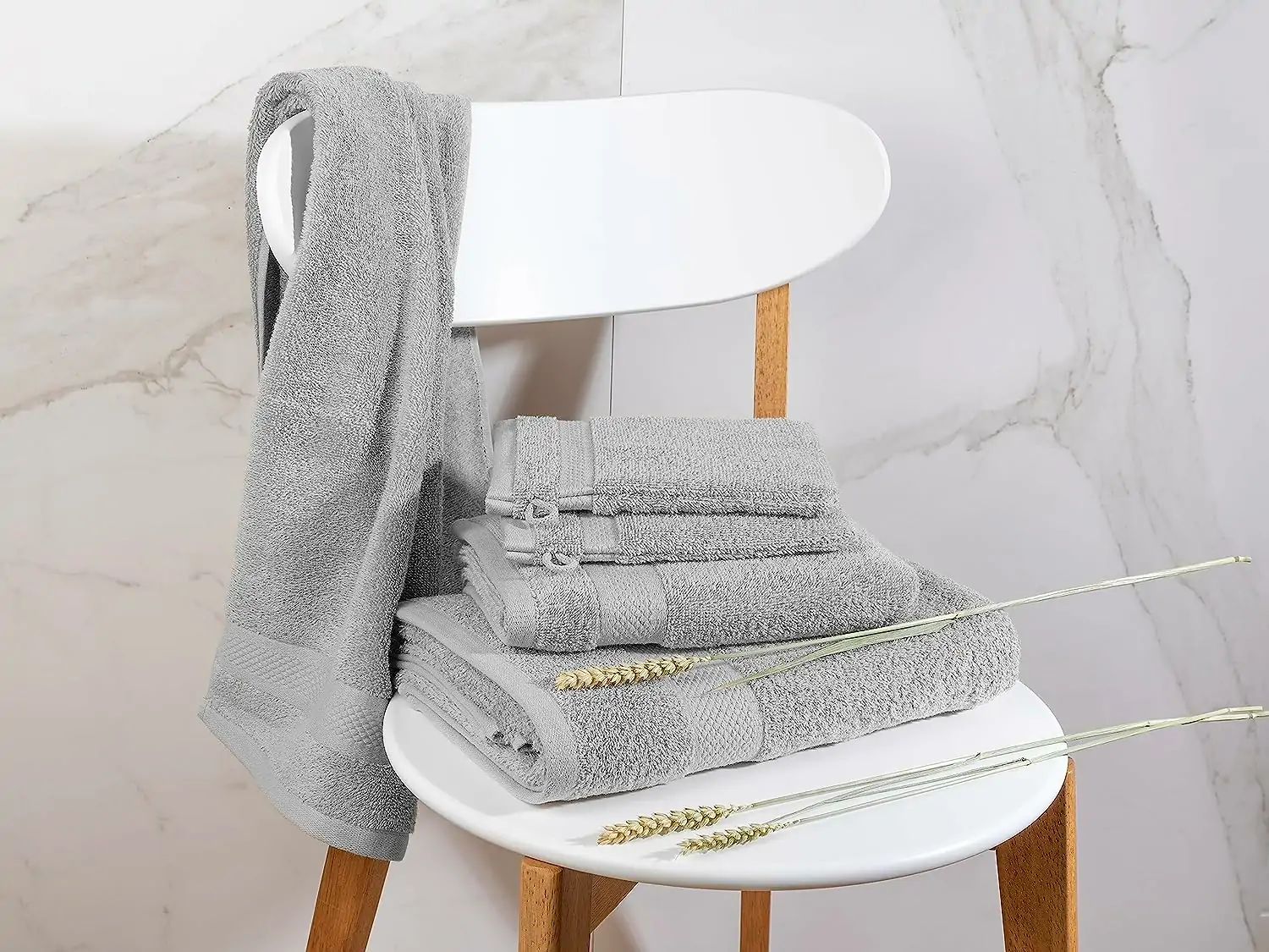 Håndklædesæt - 30 dele - 500 g/m² - 100% bomuld - Hotel kvalitet - Absorberende - OEKO-TEX certificeret - Lysegrå - Image 2
