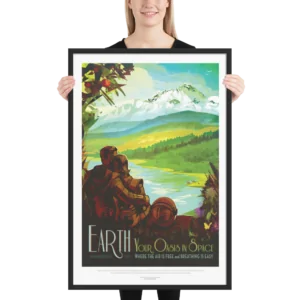 NASA Earth - Your Oasis In Space, Indrammet i elegant sort ramme, 61 x 92
