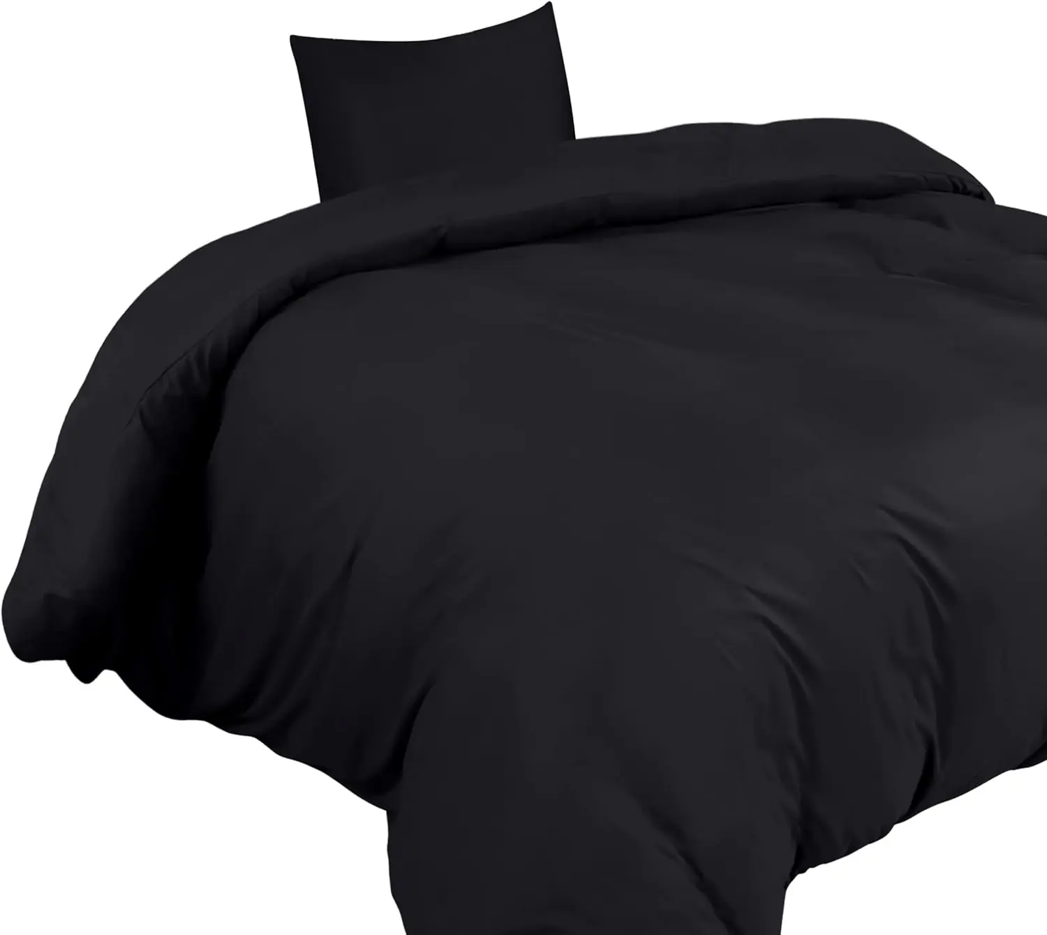 Sengetøj 135x200, sæt med dynebetræk og pudebetræk 80x80 cm., premium mikrofiber, sort - Image 4