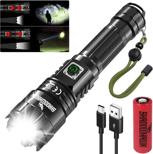 Lommelygte LED Super Bright 500.000 Lumen | Genopladelig med 5 Lysfunktioner