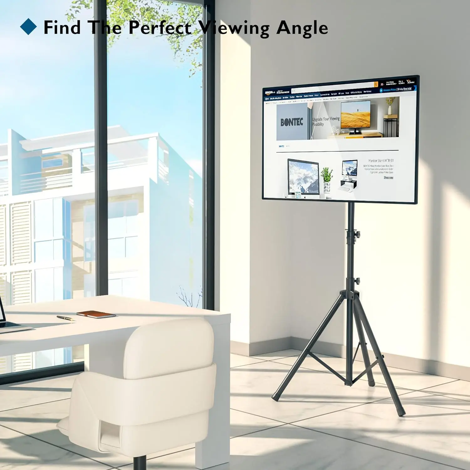 TV Gulvstander – Højdejusterbar Drejbar TV Stand for 32-60” Flad & Buet TV, Op til 45 kg, Max. VESA 400 x 400 mm - Image 7