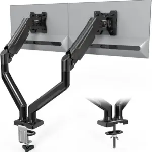 Ergonomisk Monitorarm til 2 Skærme 13-32" med Gasløft – Justerbar Tilt, Drejning og Rotation