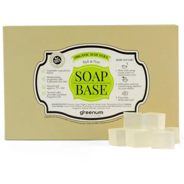 Transparent økologisk aloe vera glycerinsæbebase – SLS/SLES-fri, vegansk, 900 g