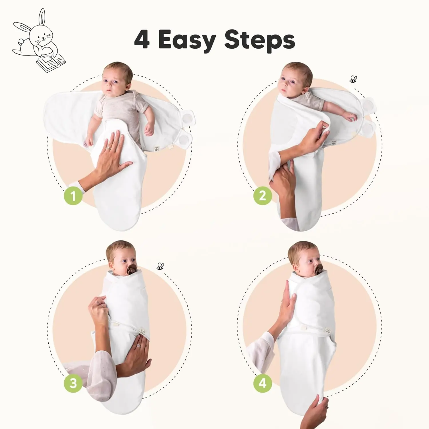 3-pak økologiske babysvøb – blød og ergonomisk svøbepose til nyfødte (0-3 mdr.) - Image 9