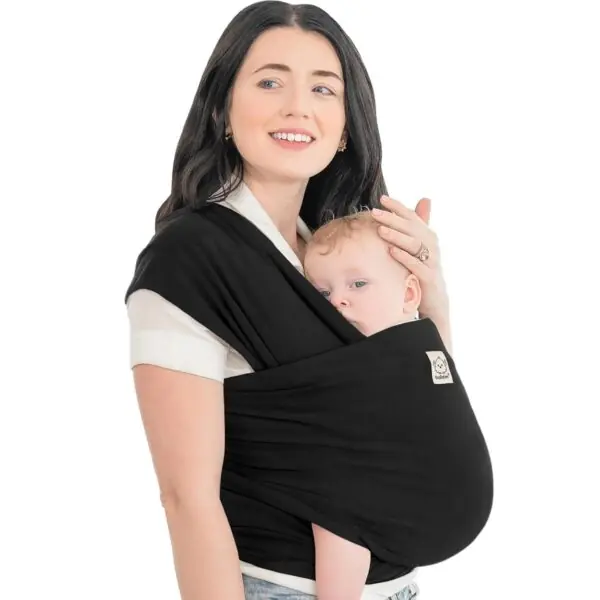 Blød og elastisk baby wrap – håndfri bæresele til nyfødte og tumlinger, sort