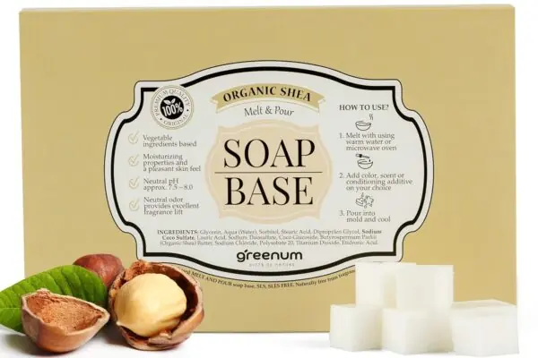 Økologisk sheasmør sæbebase – SLS/SLES-fri, vegansk glycerinsæbe til sæbestøbning, 900 g