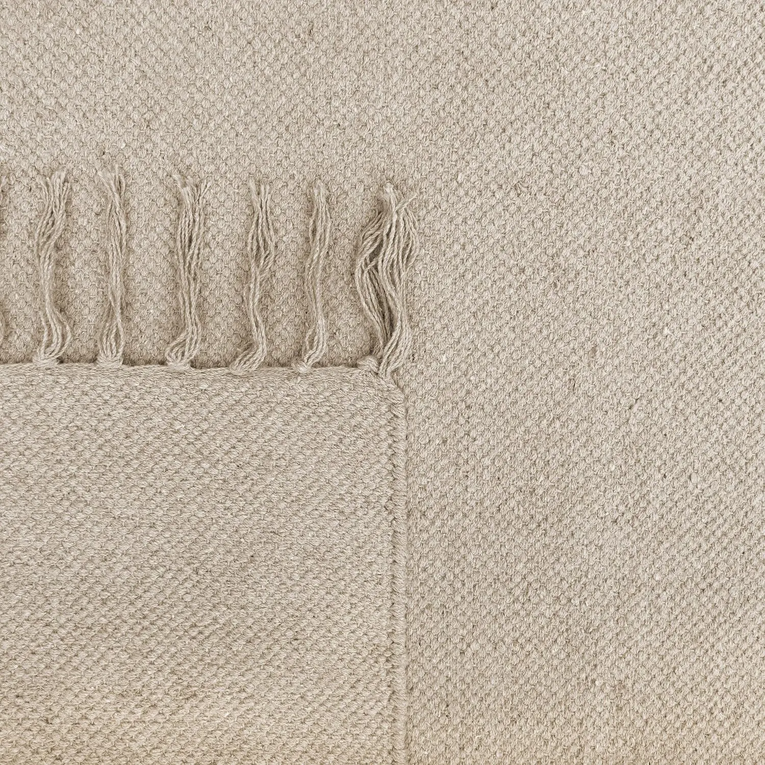 Boho tæppe til stue & soveværelse – Fladvævet, håndlavet bomuldstæppe med frynser, 80x150 cm - Image 2