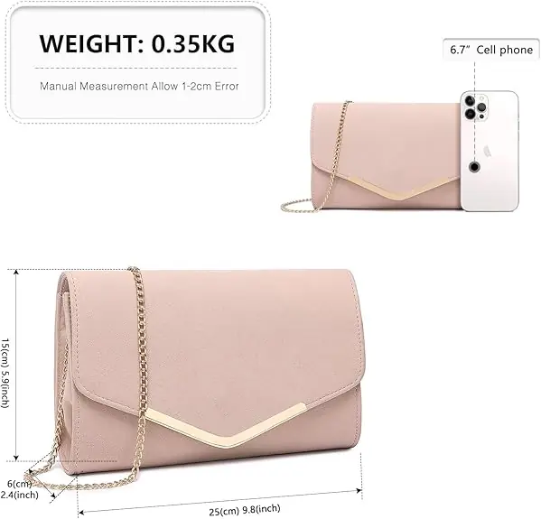 Elegant kuvert taske med aftagelig kæde – Festtaske til kvinder, pink - Image 2